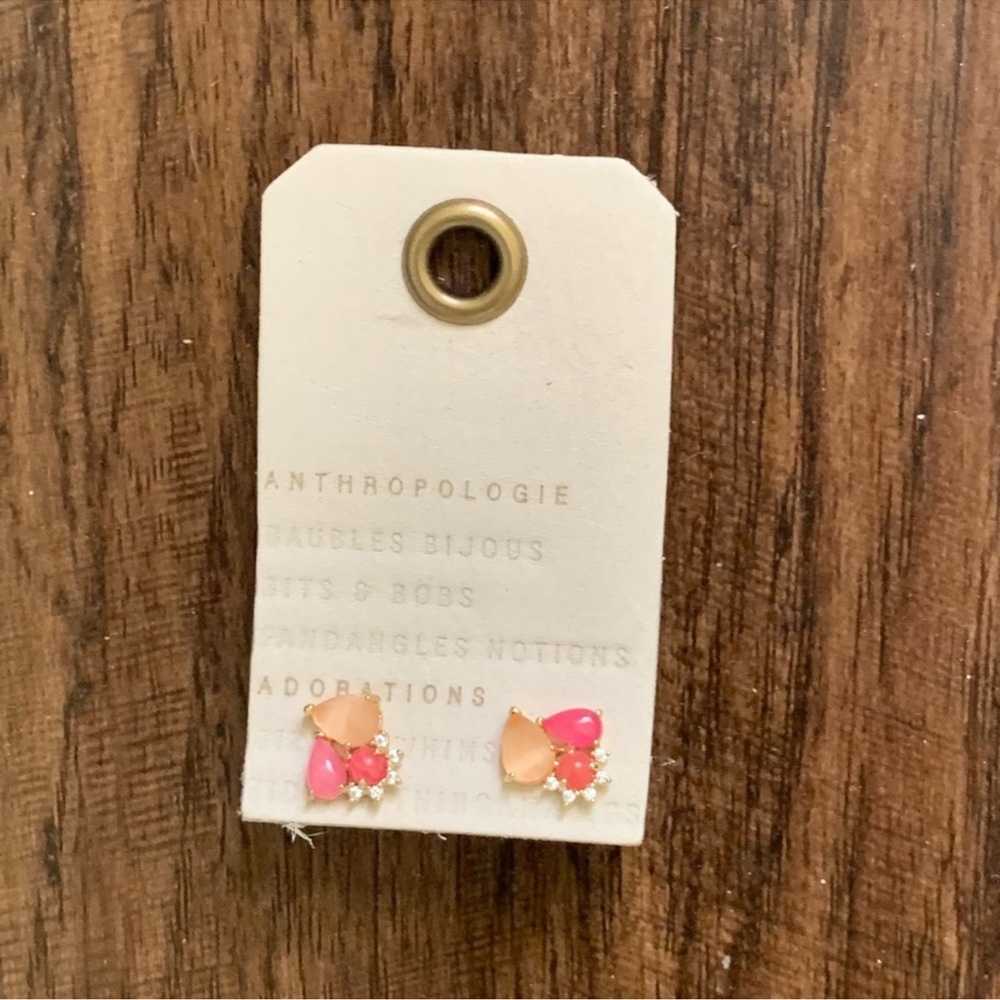 Anthropologie stone cluster earring in pink - Picture 9 of 13